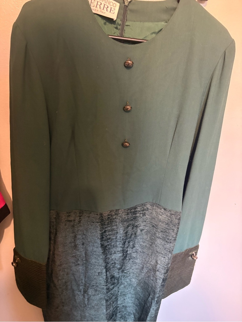 Gianfranco Ferré Forest Green Dress with Label Detail